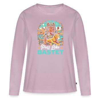 Bastet Déesse égyptienne Égypte Pyramide Égypte - T-shirt manches longues Premium bio Femme - rose poudré - Devant - Julia (174cm)