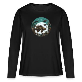 Bristlenose Plecos Fish Lover Aquarium d’eau douce - T-shirt manches longues Premium bio Femme - noir - Devant - Julia (174cm)