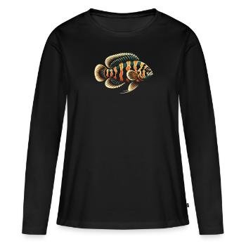 Oscar Fish Lover Aquarium d’aquariophilie d’eau douce - T-shirt manches longues Premium bio Femme - noir - Devant - Julia (174cm)