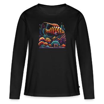 Oscar Fish Lover Aquarium d’aquariophilie d’eau douce - T-shirt manches longues Premium bio Femme - noir - Devant - Julia (174cm)