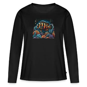 Oscar Fish Lover Aquarium d’aquariophilie d’eau douce - T-shirt manches longues Premium bio Femme - noir - Devant - Julia (174cm)