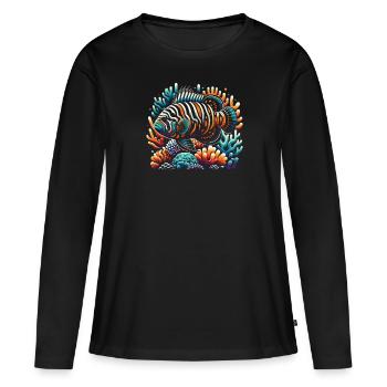 Oscar Fish Lover Aquarium d’aquariophilie d’eau douce - T-shirt manches longues Premium bio Femme - noir - Devant - Julia (174cm)