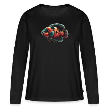 Oscar Fish Lover Aquarium d’aquariophilie d’eau douce - T-shirt manches longues Premium bio Femme - noir - Devant - Julia (174cm)