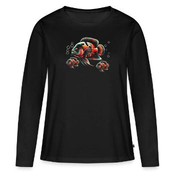 Oscar Fish Lover Aquarium d’aquariophilie d’eau douce - T-shirt manches longues Premium bio Femme - noir - Devant - Julia (174cm)