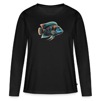 Cichlid Fish Lover Aquarium d’aquariophilie d’eau douce - T-shirt manches longues Premium bio Femme - noir - Devant - Julia (174cm)