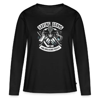 Hockey sur glace Gardien de but Gardien de but Gardien de but - T-shirt manches longues Premium bio Femme - noir - Devant - Julia (174cm)