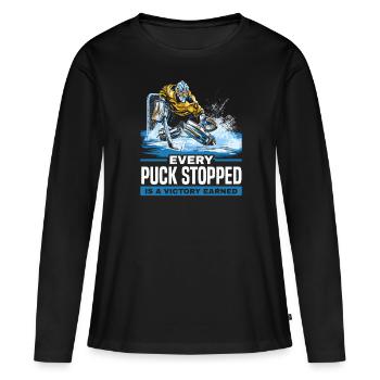 Hockey sur glace Gardien de but Gardien de but Gardien de but - T-shirt manches longues Premium bio Femme - noir - Devant - Julia (174cm)