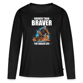 Hockey sur glace Gardien de but Gardien de but Gardien de but - T-shirt manches longues Premium bio Femme - noir - Devant - Julia (174cm)