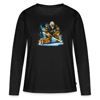 Hockey sur glace Gardien de but Gardien de but Gardien de but - T-shirt manches longues Premium bio Femme - noir - Devant - Julia (174cm)