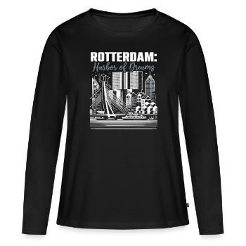 Rotterdam Niederlande Reisen Ich liebe Rotterdam - Frauen Premium Bio Langarmshirt - Schwarz - Vorne - Julia (174cm)
