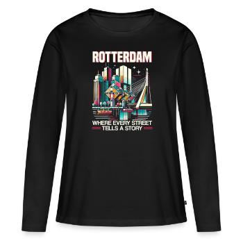 Rotterdam Niederlande Reisen Ich liebe Rotterdam - Frauen Premium Bio Langarmshirt - Schwarz - Vorne - Julia (174cm)