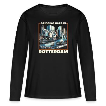 Rotterdam Pays-Bas Voyage J’aime Rotterdam - T-shirt manches longues Premium bio Femme - noir - Devant - Julia (174cm)