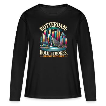 Rotterdam Niederlande Reisen Ich liebe Rotterdam - Frauen Premium Bio Langarmshirt - Schwarz - Vorne - Julia (174cm)