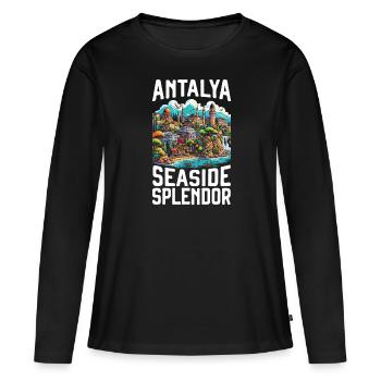 Antalya Turquie Voyage Vacances J’aime la Turquie - T-shirt manches longues Premium bio Femme - noir - Devant - Julia (174cm)