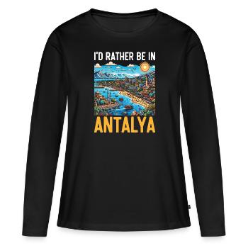 Antalya Turquie Voyage Vacances J’aime la Turquie - T-shirt manches longues Premium bio Femme - noir - Devant - Julia (174cm)