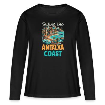 Antalya Turquie Voyage Vacances J’aime la Turquie - T-shirt manches longues Premium bio Femme - noir - Devant - Julia (174cm)