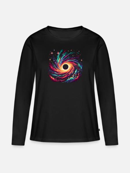 Astronom Astronom Schwarzes Loch Weltraumuniversum - Frauen Premium Bio Langarmshirt - Schwarz