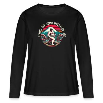 Sumo-Ringer Japanisches Ringen Sumo-Ringen - Frauen Premium Bio Langarmshirt - Schwarz - Vorne - Julia (174cm)