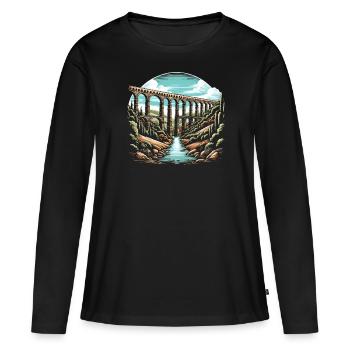 Aqueducs romains Ingénierie romaine Rome antique - T-shirt manches longues Premium bio Femme - noir - Devant - Julia (174cm)
