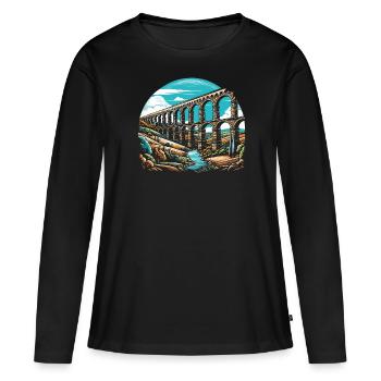 Aqueducs romains Ingénierie romaine Rome antique - T-shirt manches longues Premium bio Femme - noir - Devant - Julia (174cm)