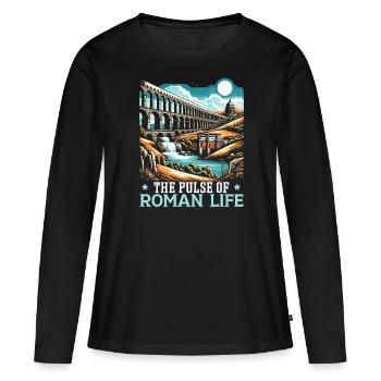 Aqueducs romains Ingénierie romaine Rome antique - T-shirt manches longues Premium bio Femme - noir - Devant - Julia (174cm)
