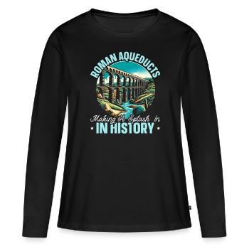Aqueducs romains Ingénierie romaine Rome antique - T-shirt manches longues Premium bio Femme - noir - Devant - Julia (174cm)