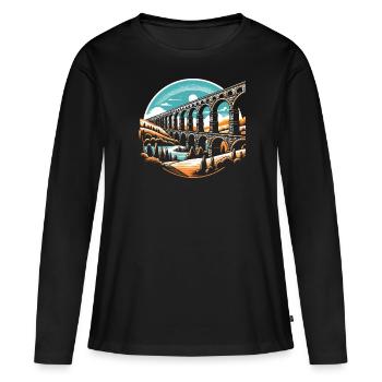 Aqueducs romains Ingénierie romaine Rome antique - T-shirt manches longues Premium bio Femme - noir - Devant - Julia (174cm)