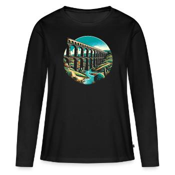 Aqueducs romains Ingénierie romaine Rome antique - T-shirt manches longues Premium bio Femme - noir - Devant - Julia (174cm)