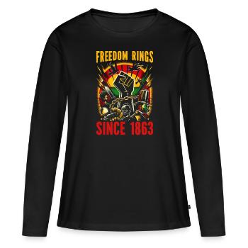 Proclamation d’émancipation African Juneteenth - T-shirt manches longues Premium bio Femme - noir - Devant - Julia (174cm)