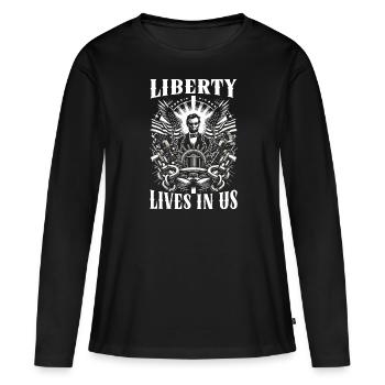 Proclamation d’émancipation African Juneteenth - T-shirt manches longues Premium bio Femme - noir - Devant - Julia (174cm)