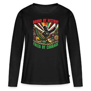 Proclamation d’émancipation African Juneteenth - T-shirt manches longues Premium bio Femme - noir - Devant - Julia (174cm)