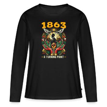 Proclamation d’émancipation African Juneteenth - T-shirt manches longues Premium bio Femme - noir - Devant - Julia (174cm)