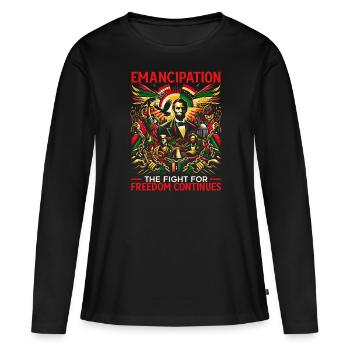 Proclamation d’émancipation African Juneteenth - T-shirt manches longues Premium bio Femme - noir - Devant - Julia (174cm)