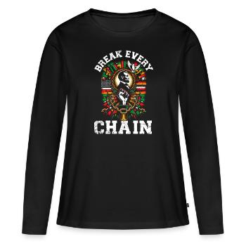 Proclamation d’émancipation African Juneteenth - T-shirt manches longues Premium bio Femme - noir - Devant - Julia (174cm)