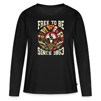 Proclamation d’émancipation African Juneteenth - T-shirt manches longues Premium bio Femme - noir - Devant - Julia (174cm)