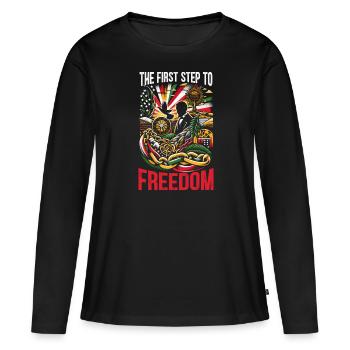 Proclamation d’émancipation African Juneteenth - T-shirt manches longues Premium bio Femme - noir - Devant - Julia (174cm)