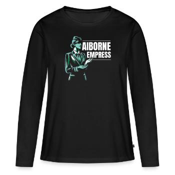 Hôtesse de l’air Hôtesse de l’air - T-shirt manches longues Premium bio Femme - noir - Devant - Julia (174cm)