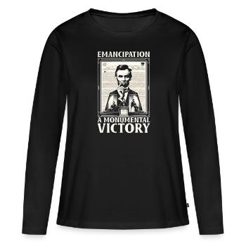 Proclamation d’émancipation Black Pride Juneteenth - T-shirt manches longues Premium bio Femme - noir - Devant - Julia (174cm)