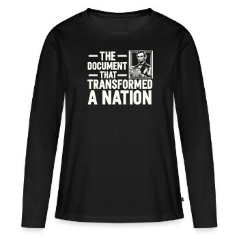 Proclamation d’émancipation Black Pride Juneteenth - T-shirt manches longues Premium bio Femme - noir - Devant - Julia (174cm)