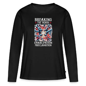 Proclamation d’émancipation Black Pride Juneteenth - T-shirt manches longues Premium bio Femme - noir - Devant - Julia (174cm)