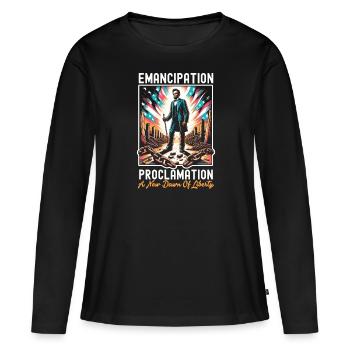 Proclamation d’émancipation Black Pride Juneteenth - T-shirt manches longues Premium bio Femme - noir - Devant - Julia (174cm)