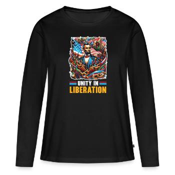 Proclamation d’émancipation Black Pride Juneteenth - T-shirt manches longues Premium bio Femme - noir - Devant - Julia (174cm)