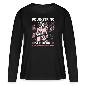 Ukulélé Professeur Instrument Ukulélé Joueur Uke - T-shirt manches longues Premium bio Femme - noir - Devant - Julia (174cm)