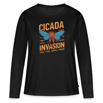 Cicada Invasion Insect Brood Cicada Survivor - Women's Premium Organic Long Sleeve Shirt - black - Front - Julia (174cm)