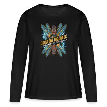 Cicada Invasion Insect Brood Cicada Survivor - Women's Premium Organic Long Sleeve Shirt - black - Front - Julia (174cm)