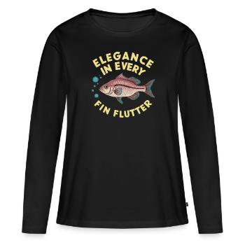 Cerise, Barbe, Poisson, Aquarium, Eau douce, Aquariophilie, - T-shirt manches longues Premium bio Femme - noir - Devant - Julia (174cm)