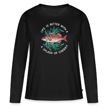 Cerise, Barbe, Poisson, Aquarium, Eau douce, Aquariophilie, - T-shirt manches longues Premium bio Femme - noir - Devant - Julia (174cm)