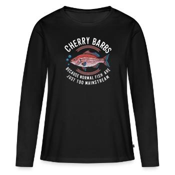Cerise, Barbe, Poisson, Aquarium, Eau douce, Aquariophilie, - T-shirt manches longues Premium bio Femme - noir - Devant - Julia (174cm)