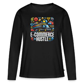 Entrepreneur en commerce électronique d’entreprise de dropshipping - T-shirt manches longues Premium bio Femme - noir - Devant - Julia (174cm)