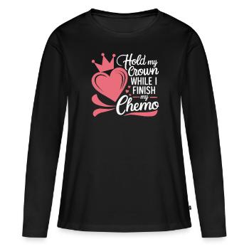 Mois de la sensibilisation au cancer du sein Pink Ribbon Chemo - T-shirt manches longues Premium bio Femme - noir - Devant - Julia (174cm)